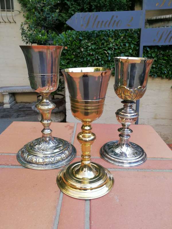 Set of 3 19th Century Silverplate Chalices
