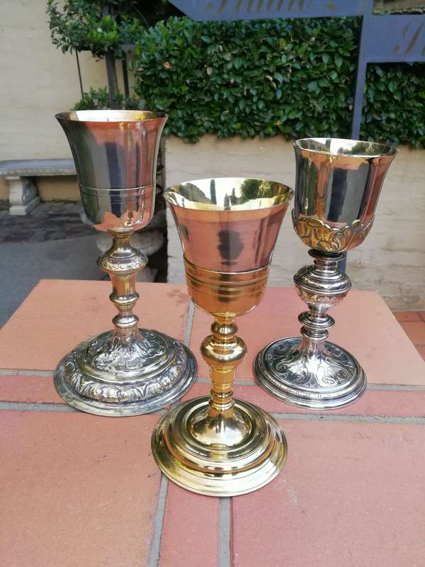 Set of 3 19th Century Silverplate Chalices