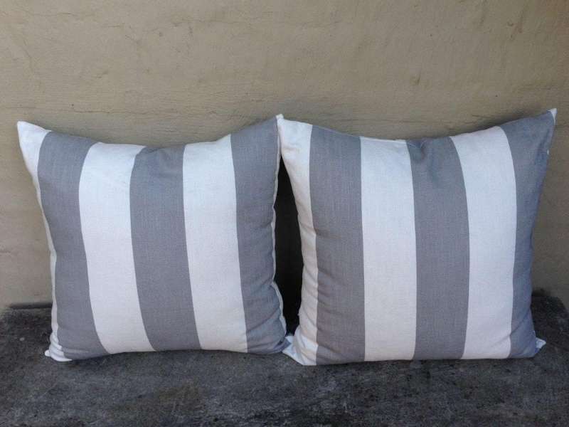 Grey and White Stripe Cushion (Single) 550 x 550 ND