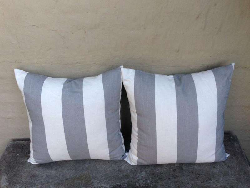 Grey and White Stripe Cushion (Single) 550 x 550 ND