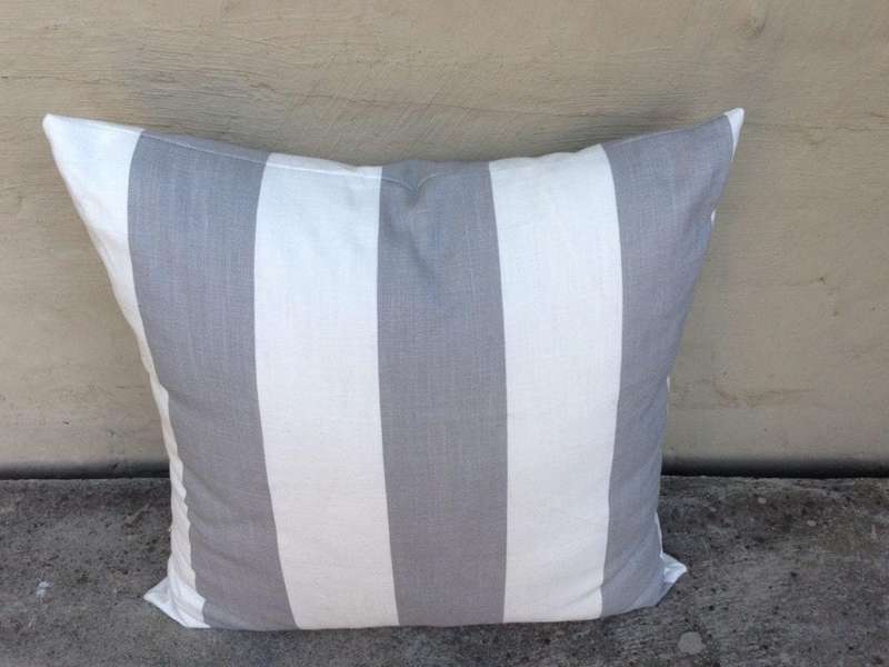 Grey and White Stripe Cushion (Single) 550 x 550 ND