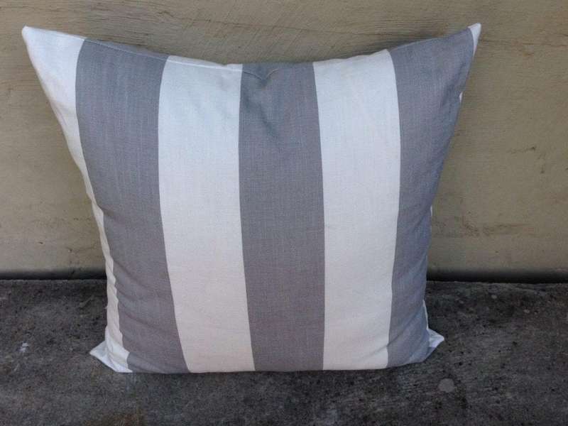 Grey and White Stripe Cushion (Single) 550 x 550 ND