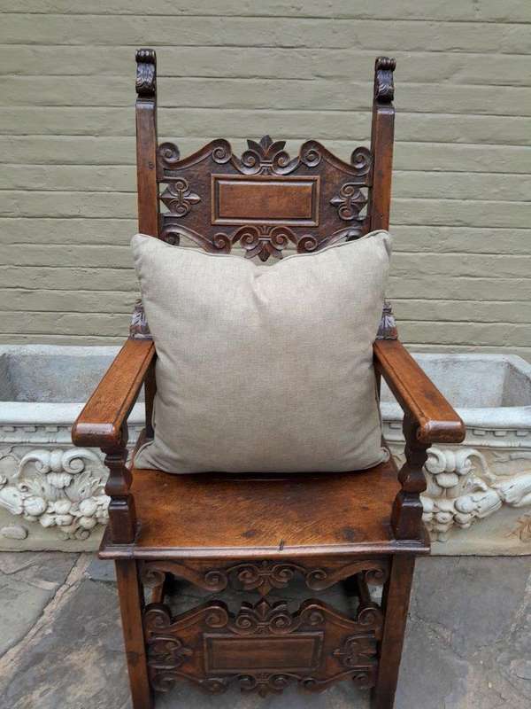 An English Khaki Linen Cushion