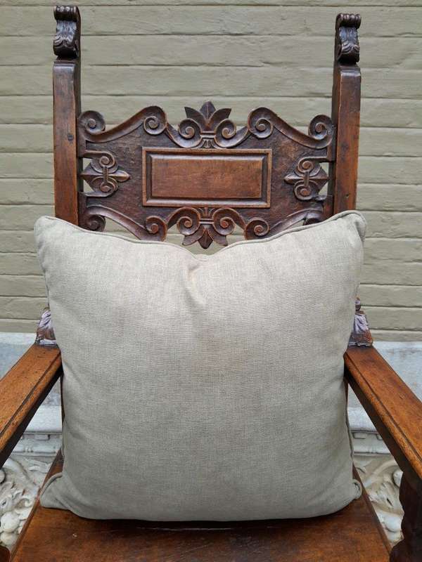 An English Khaki Linen Cushion