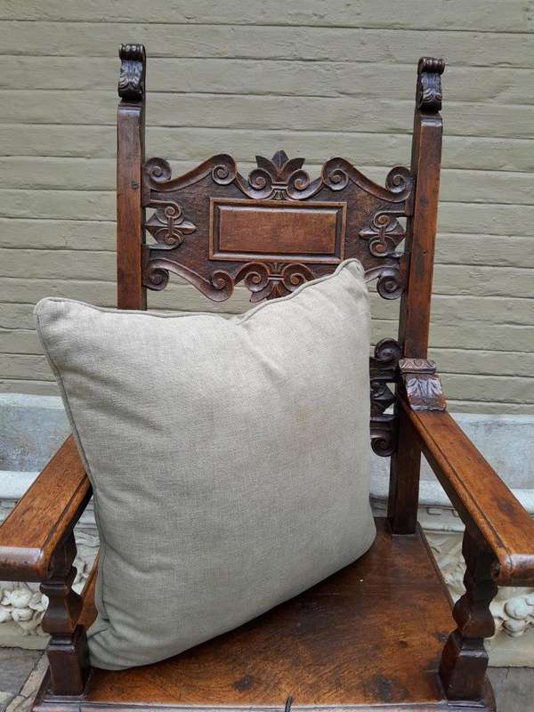 An English Khaki Linen Cushion