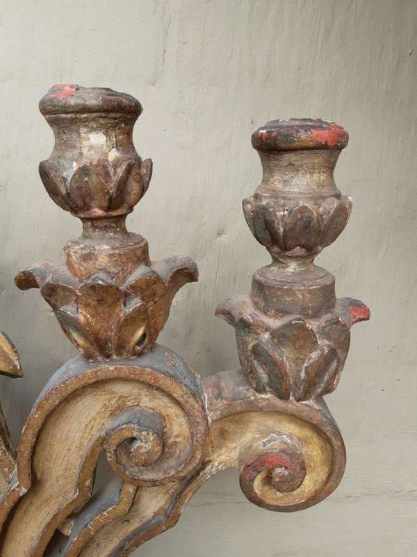 A 19th Century Pair Of Italian Five-Light Giltwood Candelabra