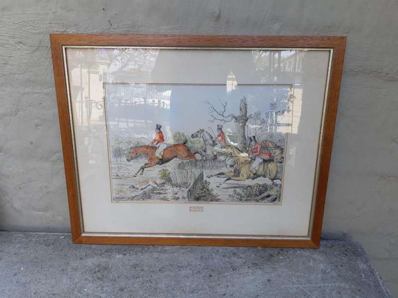 Pair Of Framed Victorian 19th Century Hunting Lithographs