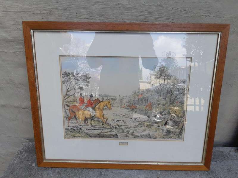 Pair Of Framed Victorian 19th Century Hunting Lithographs