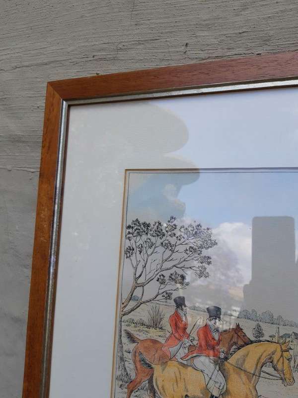 Pair Of Framed Victorian 19th Century Hunting Lithographs