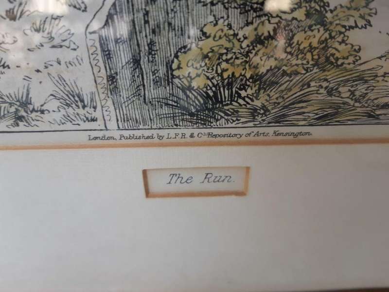Pair Of Framed Victorian 19th Century Hunting Lithographs