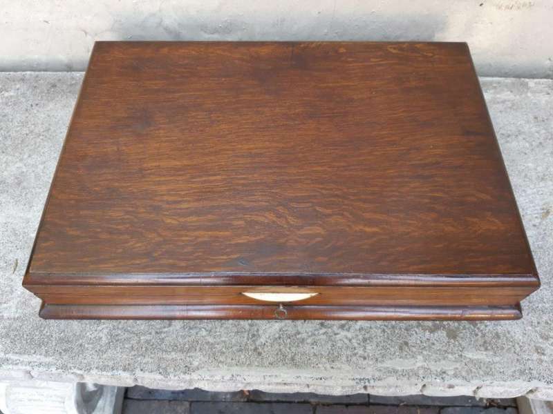 Oak Lockable (With Key) Cutlery Canteen (With Settings For 6 Places - ND