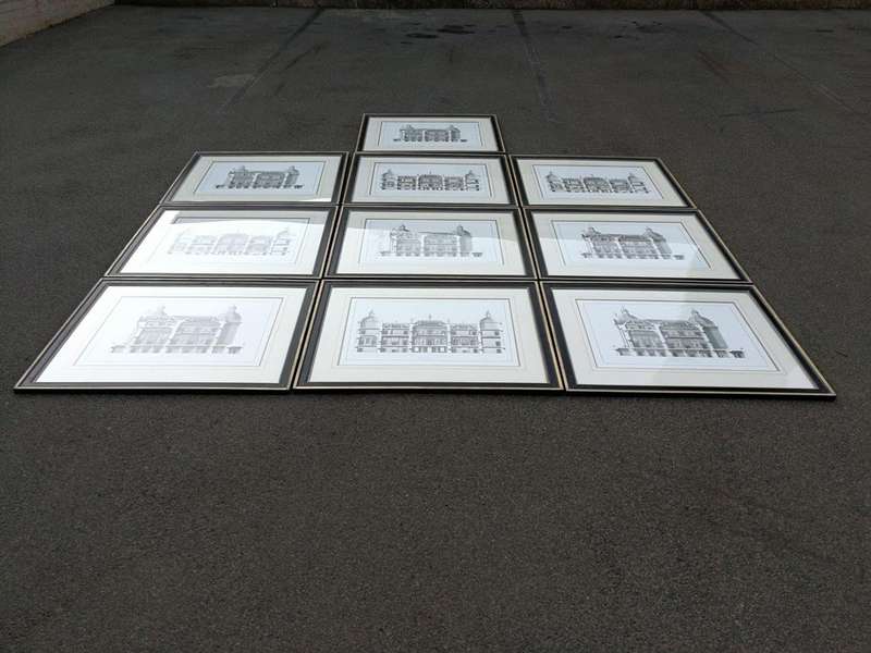 A Set of 10  William Chambers Rare Vintage Architectural Prints in Handmade Wooden Frames with Gi...
