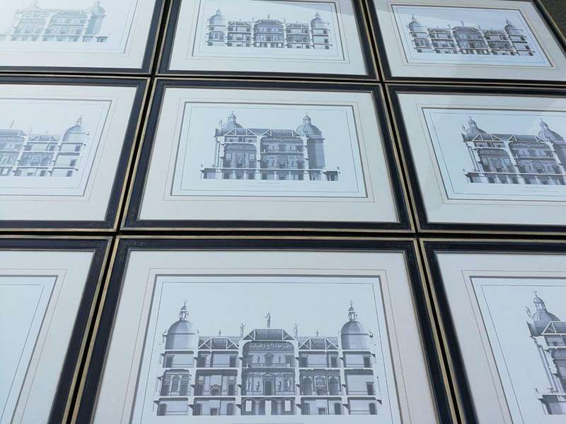 A Set of 10  William Chambers Rare Vintage Architectural Prints in Handmade Wooden Frames with Gi...