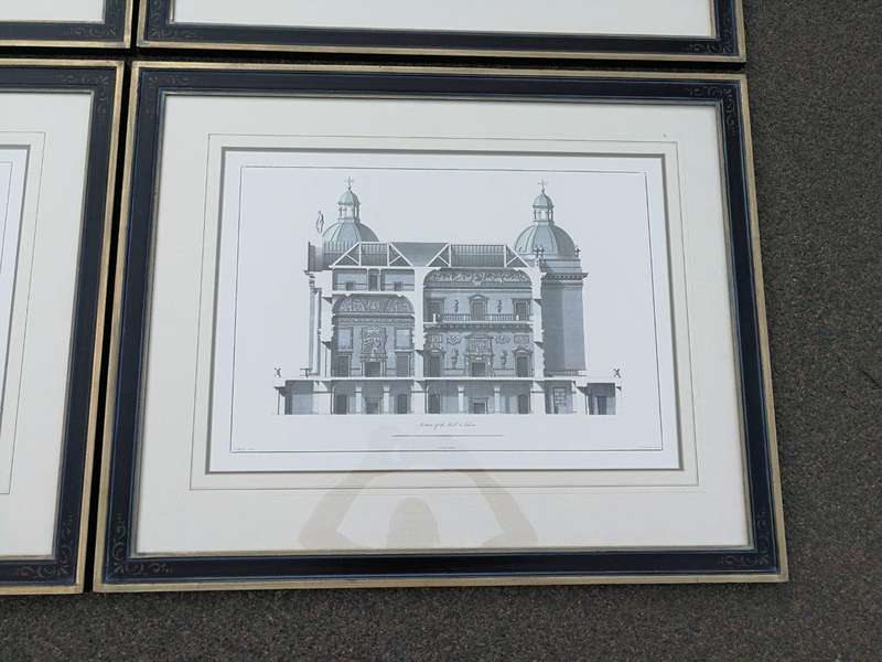 A Set of 10  William Chambers Rare Vintage Architectural Prints in Handmade Wooden Frames with Gi...