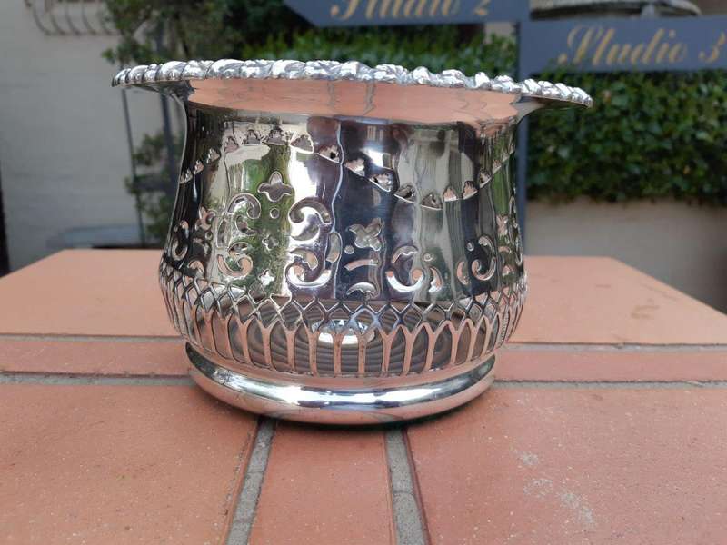 19th century silver plate wine coaster