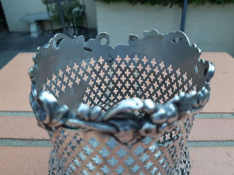 19th century silver plate wine coaster, initials AMM