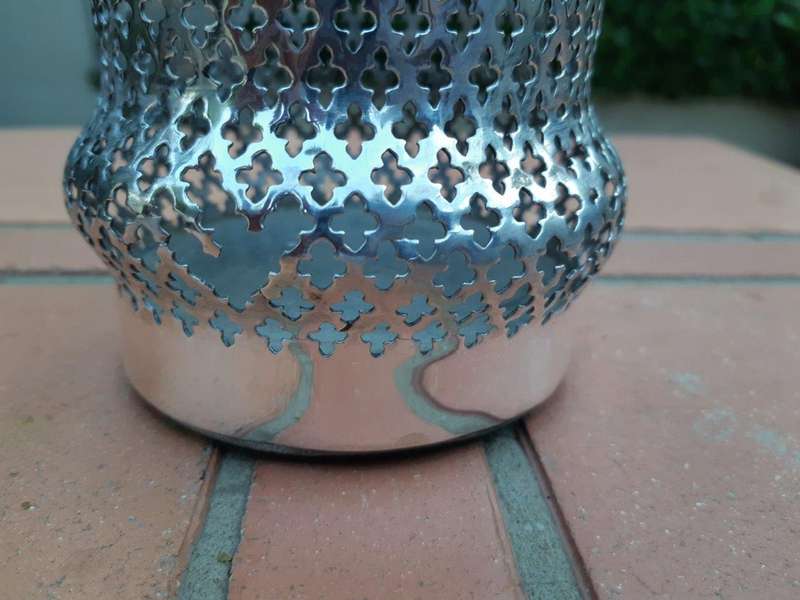 19th century silver plate wine coaster, initials AMM