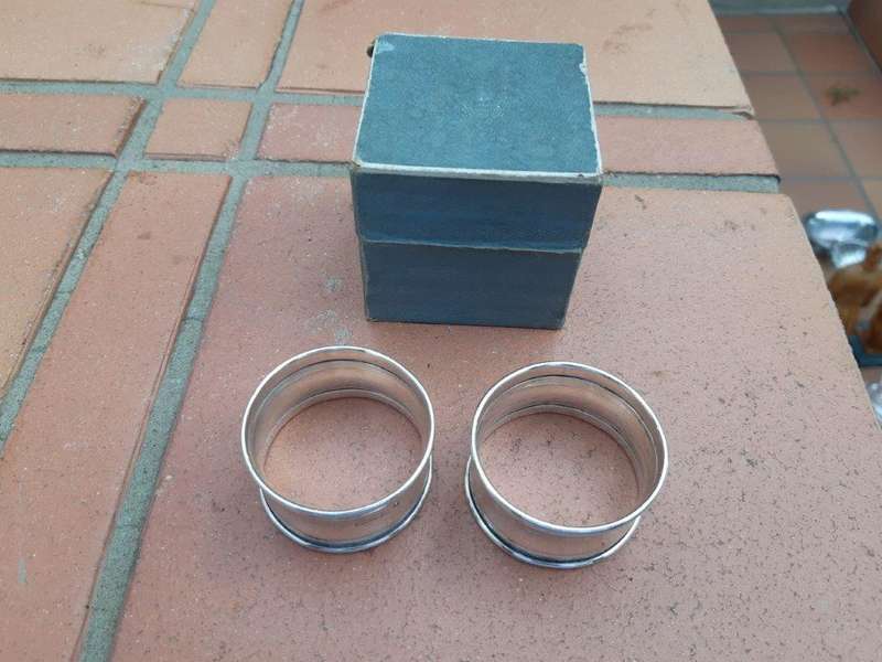 Pair of sterling silver napkin/Serviette rings in box 41grams