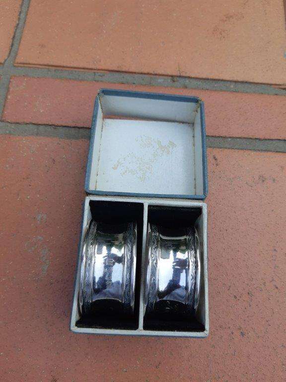 Pair of sterling silver napkin/Serviette rings in box 41grams