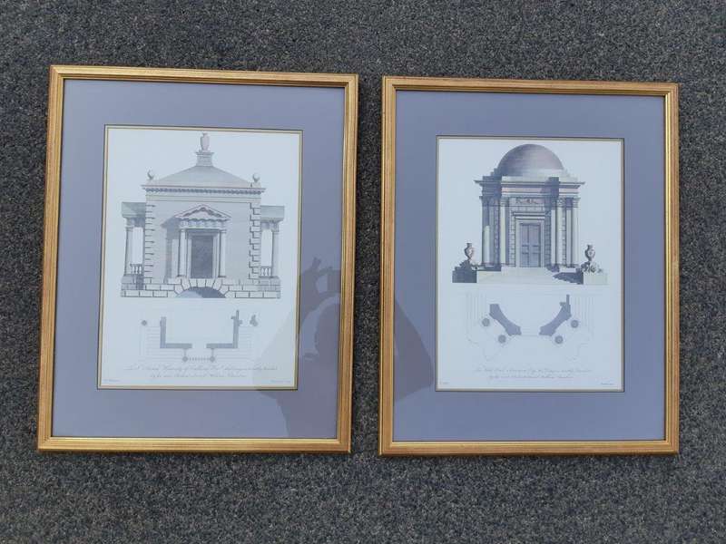 A Set Of Three (3) Neoclassical Architectural Studies ( Photolithograph)