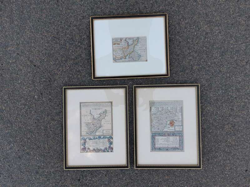 A Set Of Four (4)  Antique Maps Of Wales, Hand Coloured Engraving