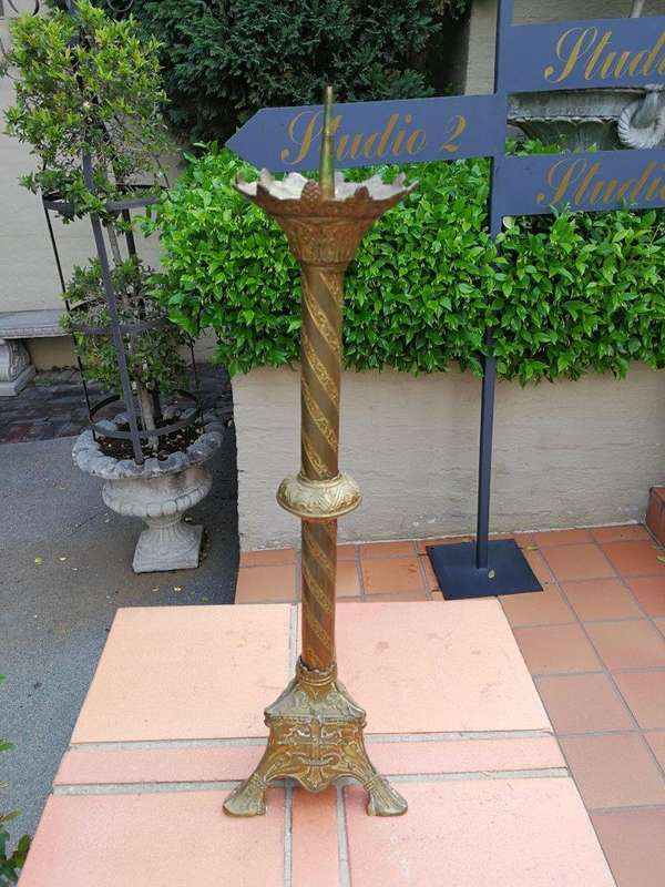 French Antique (Circa 1850) Solid Brass Candlestick
