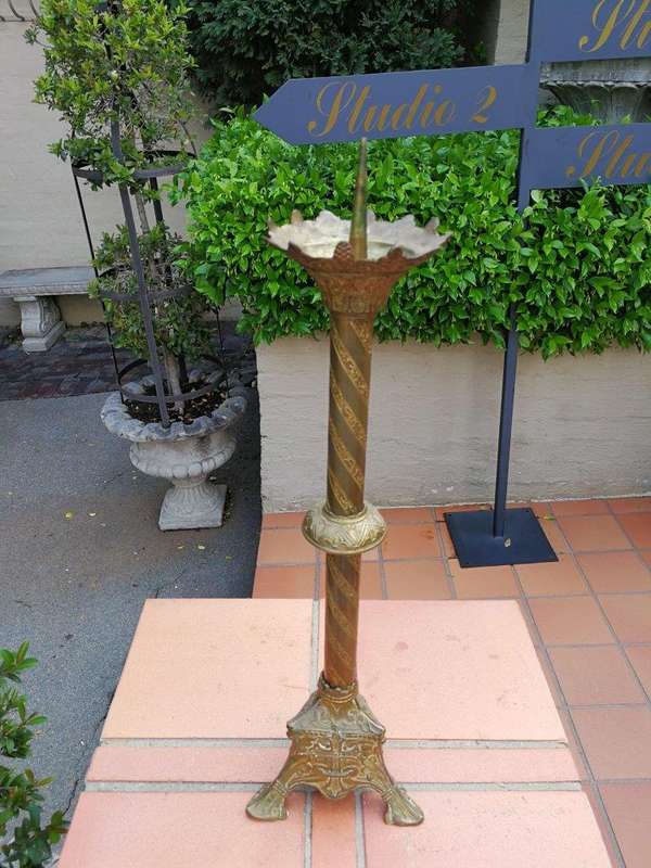 French Antique (Circa 1850) Solid Brass Candlestick