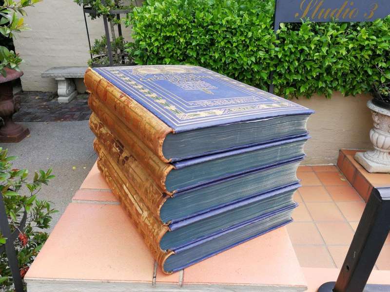 Set Of Five (5) Highly Decorative Very Large And Heavy Antique Grande Geographie Bong Books Circa...
