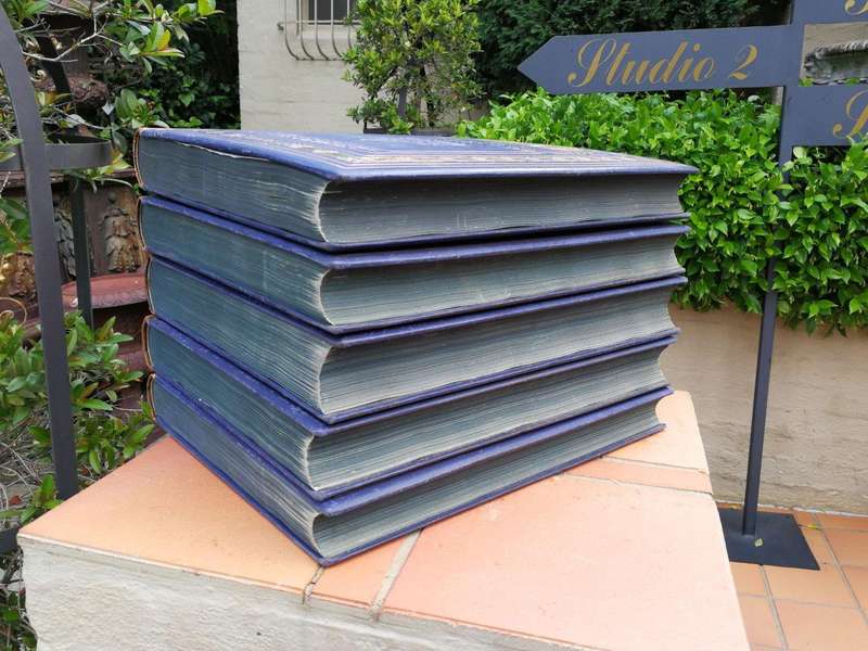 Set Of Five (5) Highly Decorative Very Large And Heavy Antique Grande Geographie Bong Books Circa...