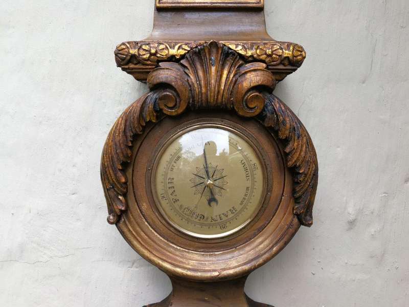 Massive Carved Heavy Giltwood Barometer. 1200cmh Made In Western Germany  From An Estate Sale In...