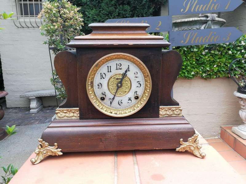A Victorian Wooden Cased Mantle Clock - ND