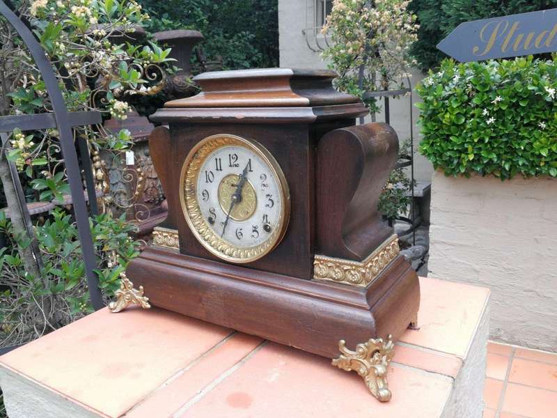 A Victorian Wooden Cased Mantle Clock - ND