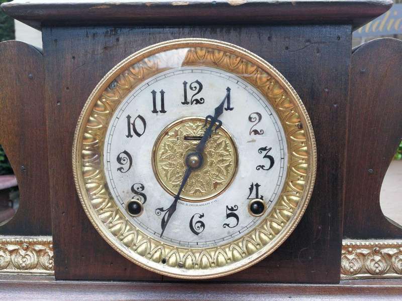 A Victorian Wooden Cased Mantle Clock - ND