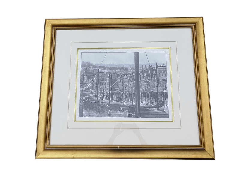 An Oil & Water Colour Framed Print Depicting The Vintage City Of Pennsylvania
