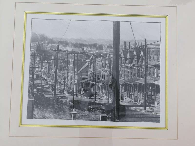 An Oil & Water Colour Framed Print Depicting The Vintage City Of Pennsylvania