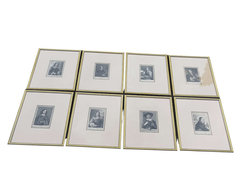 A Set Of 8 Framed Portraits Of Flemish Painters, Engravers And Architects