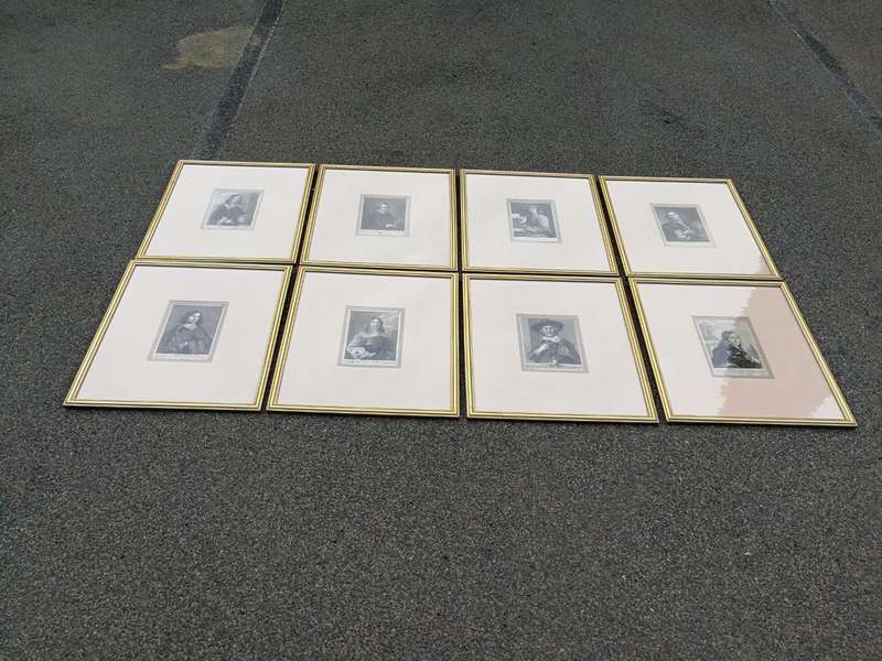 A Set Of 8 Framed Portraits Of Flemish Painters, Engravers And Architects