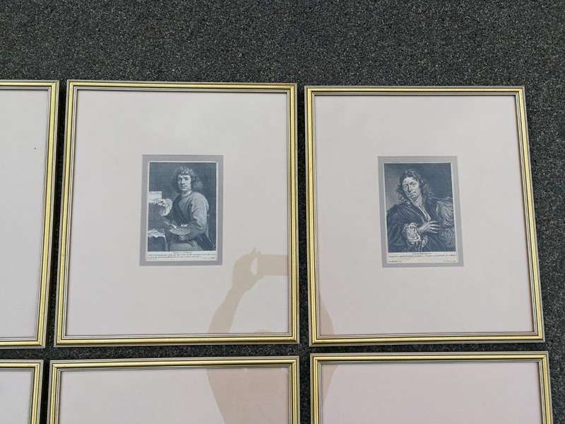 A Set Of 8 Framed Portraits Of Flemish Painters, Engravers And Architects