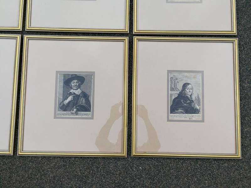 A Set Of 8 Framed Portraits Of Flemish Painters, Engravers And Architects