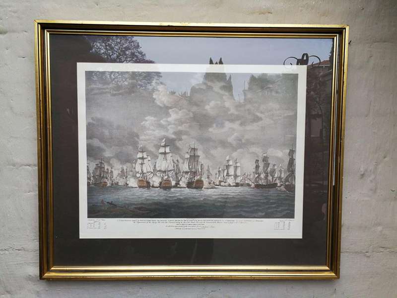 A Very Large Pair Of 20th Century Framed Ship Prints Originally Painted By Richard Paton And Pres...