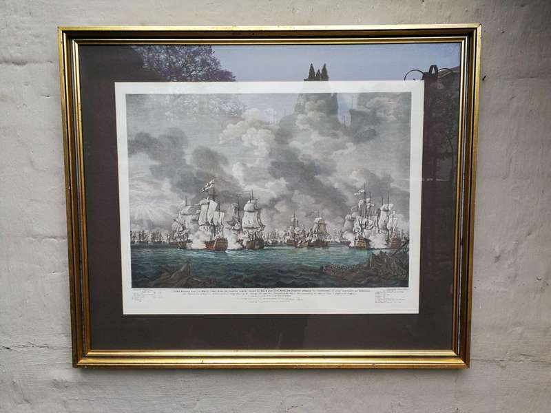 A Very Large Pair Of 20th Century Framed Ship Prints Originally Painted By Richard Paton And Pres...