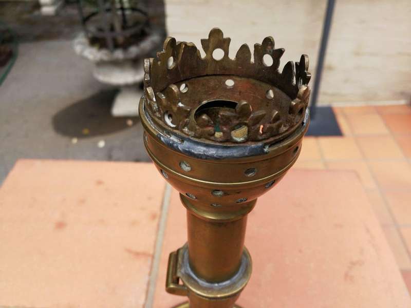A Set Of Two Ecclesiastical Brass Candlesticks