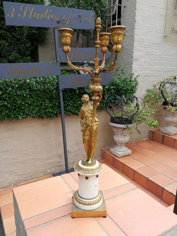 19th Century pair of French ormolu bronze candelabras