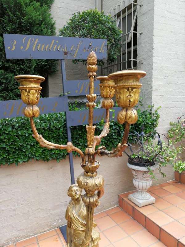 19th Century pair of French ormolu bronze candelabras
