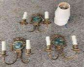 Set Of 3 Two Arm French Style Wall Scones (Electrified)