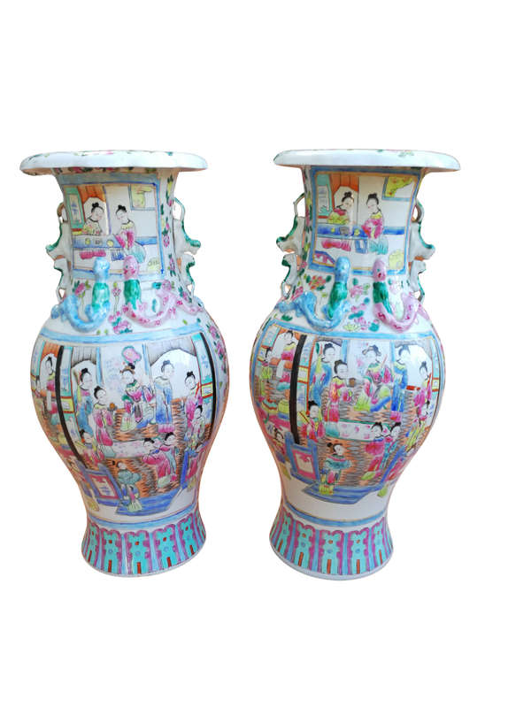 A pair of 20th century Chinese famille rose vases