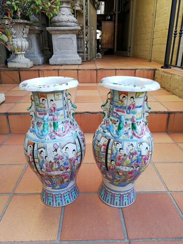 A pair of 20th century Chinese famille rose vases