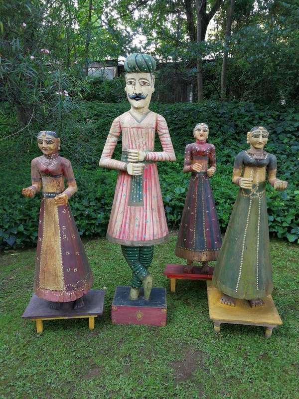 A Set of 4 Tall  Holy Indian Figurines (possibly antique but over 50 years old or older Gangaur ...