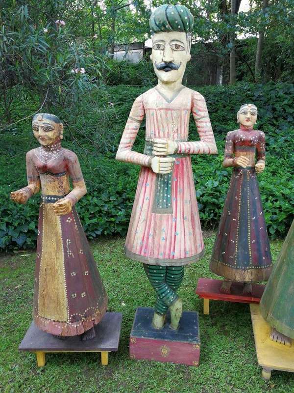 A Set of 4 Tall  Holy Indian Figurines (possibly antique but over 50 years old or older Gangaur ...
