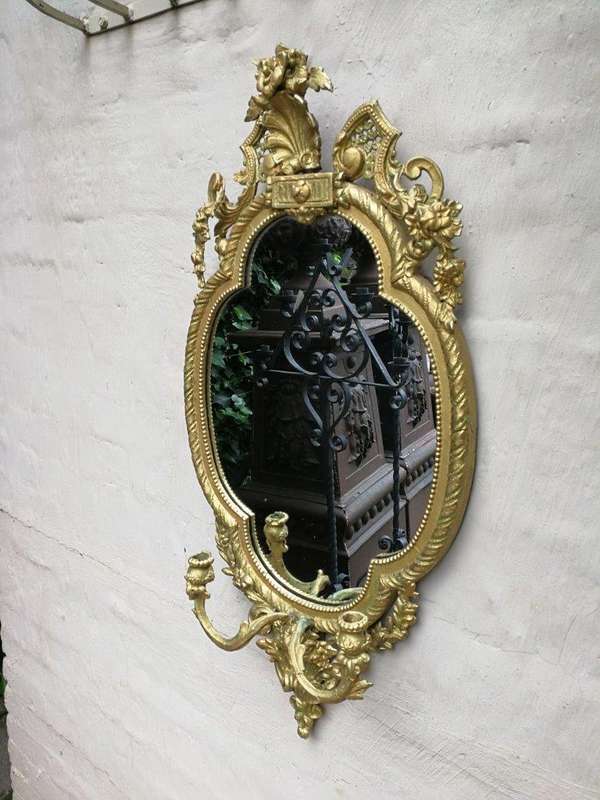 19th Century Gilt Mirror With Candle Holders